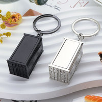 Porte-clés en alliage de zinc 3D en forme de conteneur d'expédition, porte-clés créatif en forme de camion de fret, cadeau promotionnel pour les entreprises de transport et de logistique