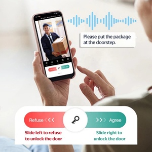 Simple <b>Door</b> Handle Settings Tuya Wifi Cloud WiFi 3D Face Recognition Digital Fingerprint Lock with Video <b>Intercom</b> Function - Product Image 5