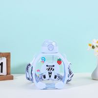 Bouteille d'eau Kawaii Bear sans BPA pour enfants 1000ml en plastique mignon Bubbule thé lait Portable école bouteilles à boire avec paille cadeau