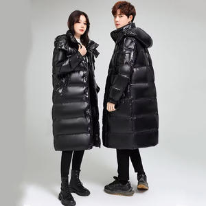 Chaqueta de Plumón Larga y Brillante de Lujo para Hombre y <span class=keywords><strong>Mujer</strong></span>, Chaqueta Acolchada Negra de Alta Calidad para Parejas, Abrigo de Invierno Cálido y Brillante, Nuevo - Product Image 2