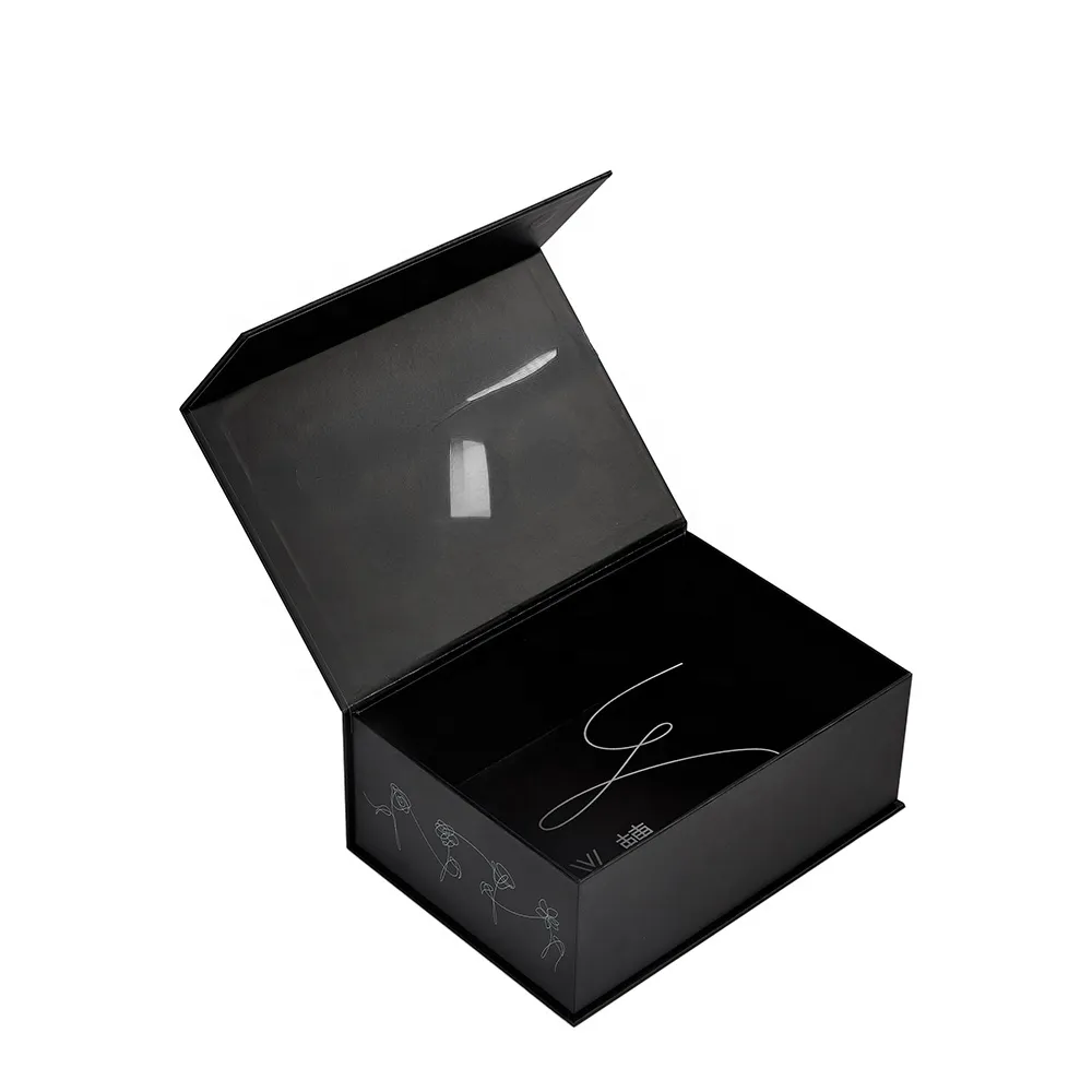 Wholesale Custom Printed Handmade Luxury Paper Cardboard Black Simple Empty Magnetic Closure Gift Box