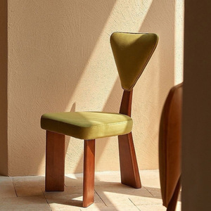 Silla de comedor vintage de diseño retro con respaldo tapizado de madera maciza con diseño de jirafa para uso de adultos - Product Image 2