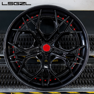 Fibre de carbone noir brillant forgé 16 18 20 21 22 24 26 pouces moyeu 5x114.3 5x112 5x130 pour roues de voiture de marque pour Mercedes Bmw RR - Product Image 2