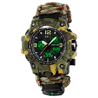 SKMEI 1155B Montres-bracelets de Sport et de Course pour Hommes, Étanche, Mouvement Quartz LED, Réserve de Marche, Boussole Numérique, Bracelet Parapluie