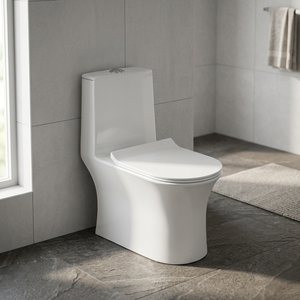 WC monobloc moderne en céramique avec chasse double UF, abattant blanc, pour salle de bain, sanitaires - Product Image 6