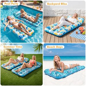 New Adult <b>Inflatable</b> <b>Pool</b> Float Mat Giant Size with Headrest Multi Purpose Water Lounger Raft <b>for</b> <b>Pool</b> Lake Beach - Product Image 4