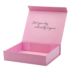 Luxury Custom Logo Paper Cardboard Rigid Packaging Cosmetic Magnetic Closure Boxes Foldable Medium Pink Custom Magnet Box