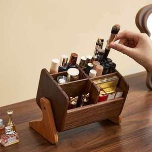 Walnut Wood Desktop Cosmetic Storage <b>Box</b> Multi Compartment With Drawers <b>Makeup</b> Organizer - Product Image 3