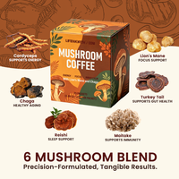 LIFEWORTH Vente en gros de poudre de café instantané aux champignons Lion's Mane et Reishi, complément alimentaire
