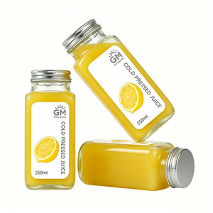 Bouteille en verre carrée française 250ml 350ml 500ml pour café pressé à froid, thé au lait, jus de fruits, boisson, 16oz, avec couvercle - Product Image 3