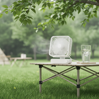 Ventilateur de table portable en plastique petit et rétro, alimenté par batterie rechargeable, USB, pour une utilisation en extérieur, à l'hôtel, à la maison