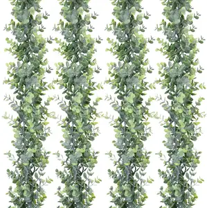 Guirnalda de eucalipto de imitación, plantas artificiales de vides colgantes, hojas de eucalipto, verde, para boda, arco de pared, paquete de 4 Uds.