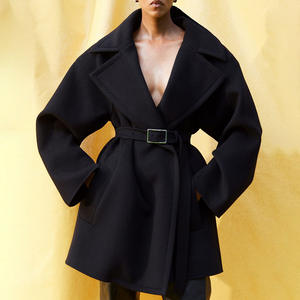 Bettergirl 2025 Début de l'automne nouveau manteau haut de gamme de couleur unie revers cravate taille cintrage - Product Image 1