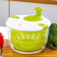 Newell Handmatige Salade Droger met Transparante Kom en Groene Handgreep, Ideaal voor het Wassen en Uitdrogen van Groenten en Fruit in de Keuken
