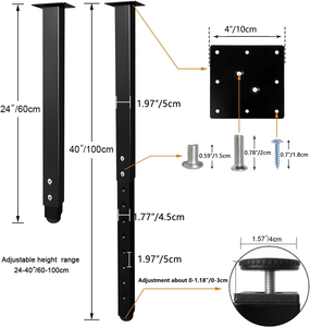 Gambe per Tavolo Regolabili Quadrate Nere 60-100cm, per Casa e Ufficio, Gambe Personalizzabili Fai-da-Te, Gambe per Mobili Pesanti Regolabili - Product Image 4