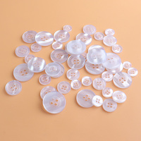 Kancing kemeja putih mutiara kustom untuk kemeja mantel garmen 18L 12.5mm 18mm jahit 4 lubang kancing Resin mewah