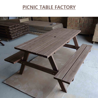 Ensemble de table de pique-nique de parc extérieur au design européen moderne, imperméable, rectangulaire, en bois massif, pour applications hôtelières et villas