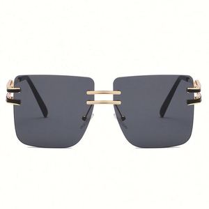Gafas de Sol Cuadradas Extra Grandes Retro de Moda 2022 para Hombre, Gafas de Sol sin Montura con Patillas Metálicas para Mujer - Product Image 6