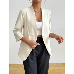 <span class=keywords><strong>Blazer</strong></span> de <span class=keywords><strong>Mujer</strong></span> con Cuello en V, Estilo Chino, Manga Tres Cuartos, Sensación de Alta Gama, Elegante y Sólido, Nueva Colección Primavera Verano 2026 - Product Image 1
