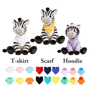 Jouets en peluche zèbre de dessin animé mignons et doux avec vêtements amovibles, vente en gros - Product Image 1