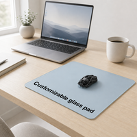 Tapis de souris de jeu en verre trempé personnalisé, résistant aux rayures, résistant à l'eau, tapis de bureau RGB pour l'e-sport