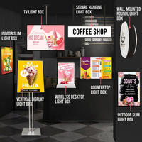 Boîte à lumière LED de type tiroir à profil mince de 0,8 mm, montage mural/suspendu, affichage de menu de magasin, affiche publicitaire intérieure, affichage photo, CE