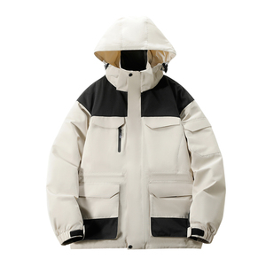 Logotipo personalizado Nueva chaqueta con capucha de color a juego a prueba de viento e impermeable ropa de trabajo al aire libre chaqueta acolchada de algodón - Product Image 1