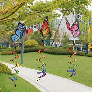 Tourne-vent <span class=keywords><strong>papillon</strong></span> suspendu, queue arc-en-ciel colorée, décoration de jardin extérieure - Product Image 2