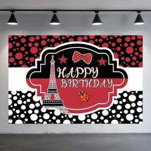 Fondo Fotográfico Personalizable de Alta Calidad con Diseño de Mariquita Roja y Negra, Fondo para Cumpleaños de Niña, <span class=keywords><strong>Banner</strong></span> para Mesa de Pastel, Decoración de Fiesta - Product Image 5