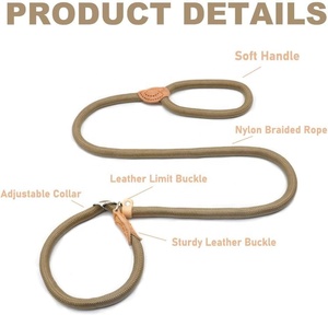 2 <span class=keywords><strong>en</strong></span> 1 Collier de <span class=keywords><strong>laisse</strong></span> pour chien sans traction Multi-color Non-slip Handle Walking Durable P Ring Nylon Dog Leash - Product Image 5
