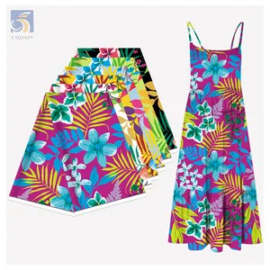 Wholesale Digital Printed Fabric Floral Designs 95 Polyester 5 Spandex Fabric Dress 4 Way Stretch Summer Fabric 2024