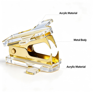 Découseur portable en acrylique de luxe, or, or <span class=keywords><strong>rose</strong></span>, transparent, en métal, pour bureau et école - Product Image 5