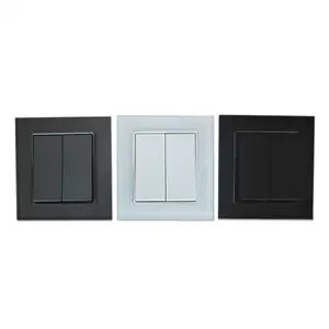 Vidrio templado Estándar DE LA UE 250V 2 Gang Uso en el hogar Interruptor de pared eléctrico - Product Image 1