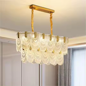 Lámpara de araña francesa, lámpara de pantalla de vidrio esmerilado, techo moderno, luz colgante de hierro dorado - Product Image 1