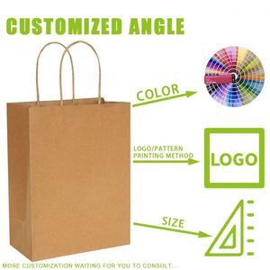 Sacs en papier kraft personnalisés de luxe avec logo imprimé, marron et blanc, pour les promotions en supermarché, utilisant des matériaux recyclés - Product Image 4