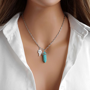 Gran oferta, mejores amigos, accesorios de corazón de plata neutra, joyería Punk, collar con Colgante de Piedra geométrica multicolor, regalos para mujeres - Product Image 2
