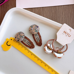 Horquilla de botón Floral de estilo coreano, cuerda para el cabello, tela dulce marrón leche, pinzas para el cabello para niñas, accesorios elegantes para el cabello para bebés y niños - Product Image 3