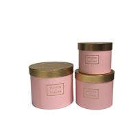 Boîte Cadeau Ronde en Carton Rouge pour Composition Florale avec Couvercle Doré, Revêtement UV, Gaufrage et Laminage Mat