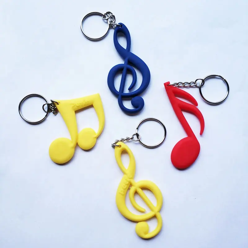 سلسلة مفاتيح مصنوعة من المطاط والبلاستيك لحروف الموسيقى وتتألف من ثلاثة أنواع من الأشكال للبيع بالجملة