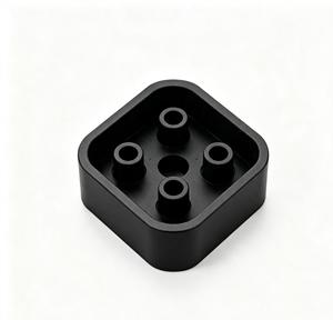 Composant carré en plastique noir avec quatre protubérances cylindriques, service de moulage par injection de plastique ABS sur mesure - Product Image 1