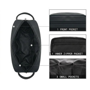 Trousse <span class=keywords><strong>de</strong></span> Toilette Homme Tendance en PU Imperméable avec Poignée Suspendue, <span class=keywords><strong>Organisateur</strong></span> <span class=keywords><strong>de</strong></span> <span class=keywords><strong>Voyage</strong></span> Personnalisé avec Fermeture Éclair et Lettre - Product Image 4