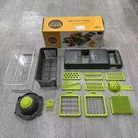 Keukenhulp 14-in-1 fruit- en groentegereedschap, mandoline, snijder, uienhakker, schilmes, groentesnijder