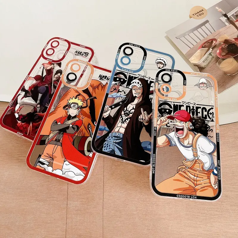 เคสโทรศัพท์ TPU One Piece สำหรับ iPhone,เคสป้องกันกล้องเต็มรูปแบบลายการ์ตูนญี่ปุ่นสำหรับ iPhone 13 12 11 Pro Max 14Pro X XR XS Max 7 8 Plus