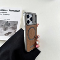Coque de téléphone portable de luxe haut de gamme en grain de bois pour iPhone 17 ProMax avec fixation magnétique sans bordure, compatible 16 Pro 15 14 13