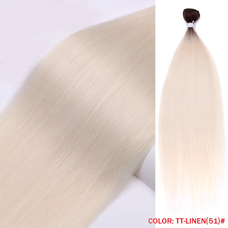 Hot sale premium fiber 12 to 36 inches heat resistant ombre blonde weave bone straight hair bundles synthetic hair extensions