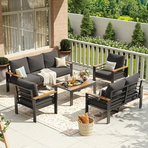 Juego de conversación para exteriores, sofá de jardín de <span class=keywords><strong>Metal</strong></span> Simple moderno, montaje rápido, sofá de salón para Patio con mesa de centro, muebles de terraza - Product Image 4