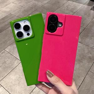 Coque de téléphone de style bloc, adaptée à l'iPhone 16 Pro Max, 15 Plus, couleur unie brillante, coque de protection transparente antichoc pour 13/14 - Product Image 2