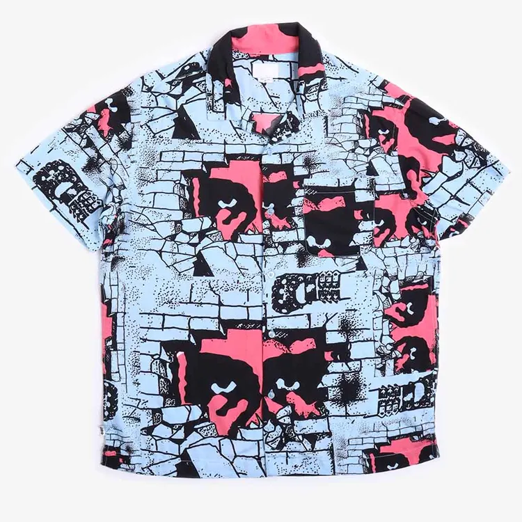 Custom mens art full digital printing shirt turn-down collar short sleeve plus size shirts