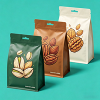 Sacs à café en aluminium avec valve, sacs de stockage de grains de café à fond plat, pochettes à fermeture éclair, sachets pour chips, imprimés flexo