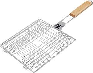 Panier de barbecue pliable en fer avec poignée en bois pour camping en plein air, idéal pour grillades et poisson - Product Image 2